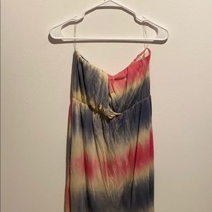 Tie-Dye Strapless Midi Dress